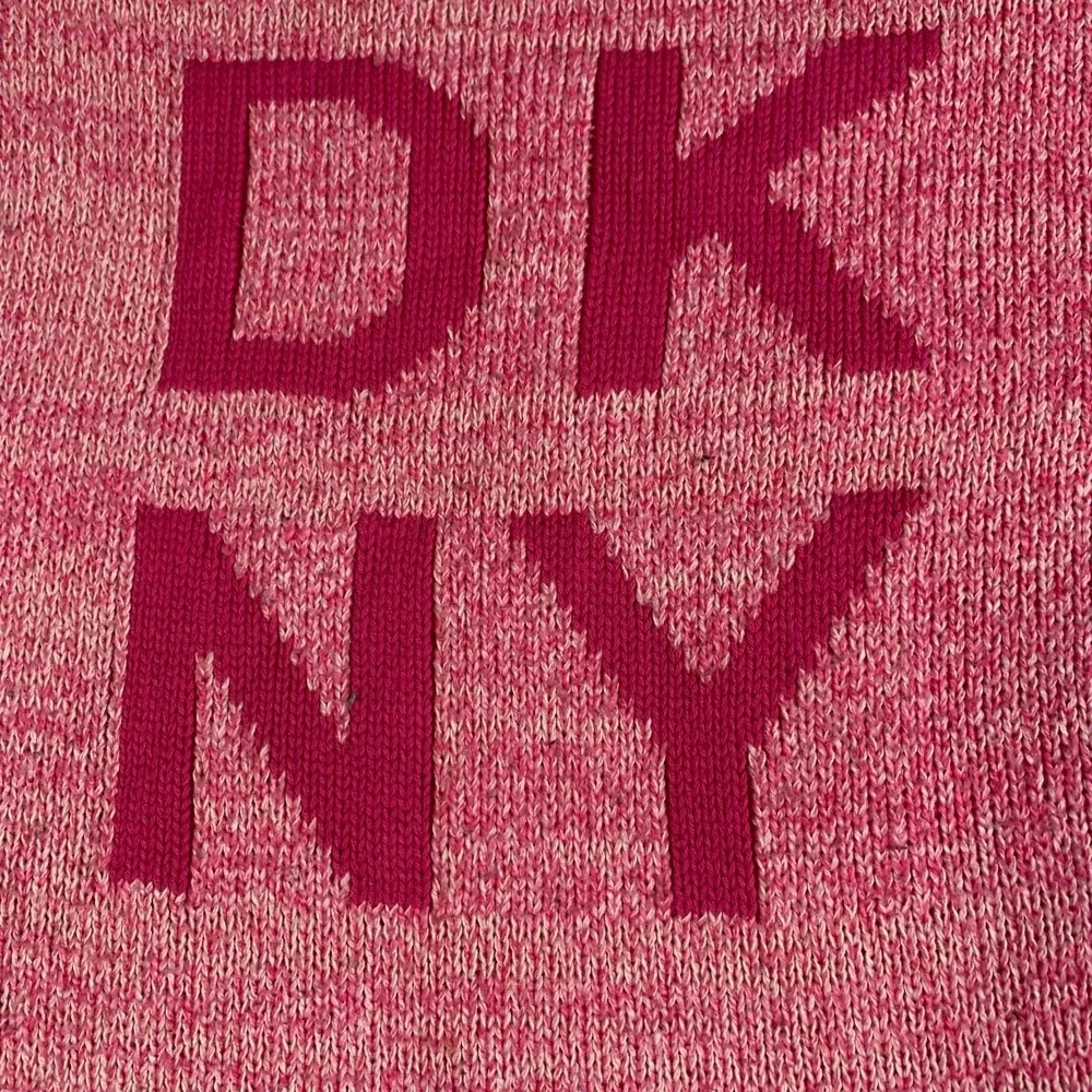 DKNY Sweater Dress Girls Medium Pink Short Sleeve Spell Out Cotton Blend Flare - Picture 2 of 14
